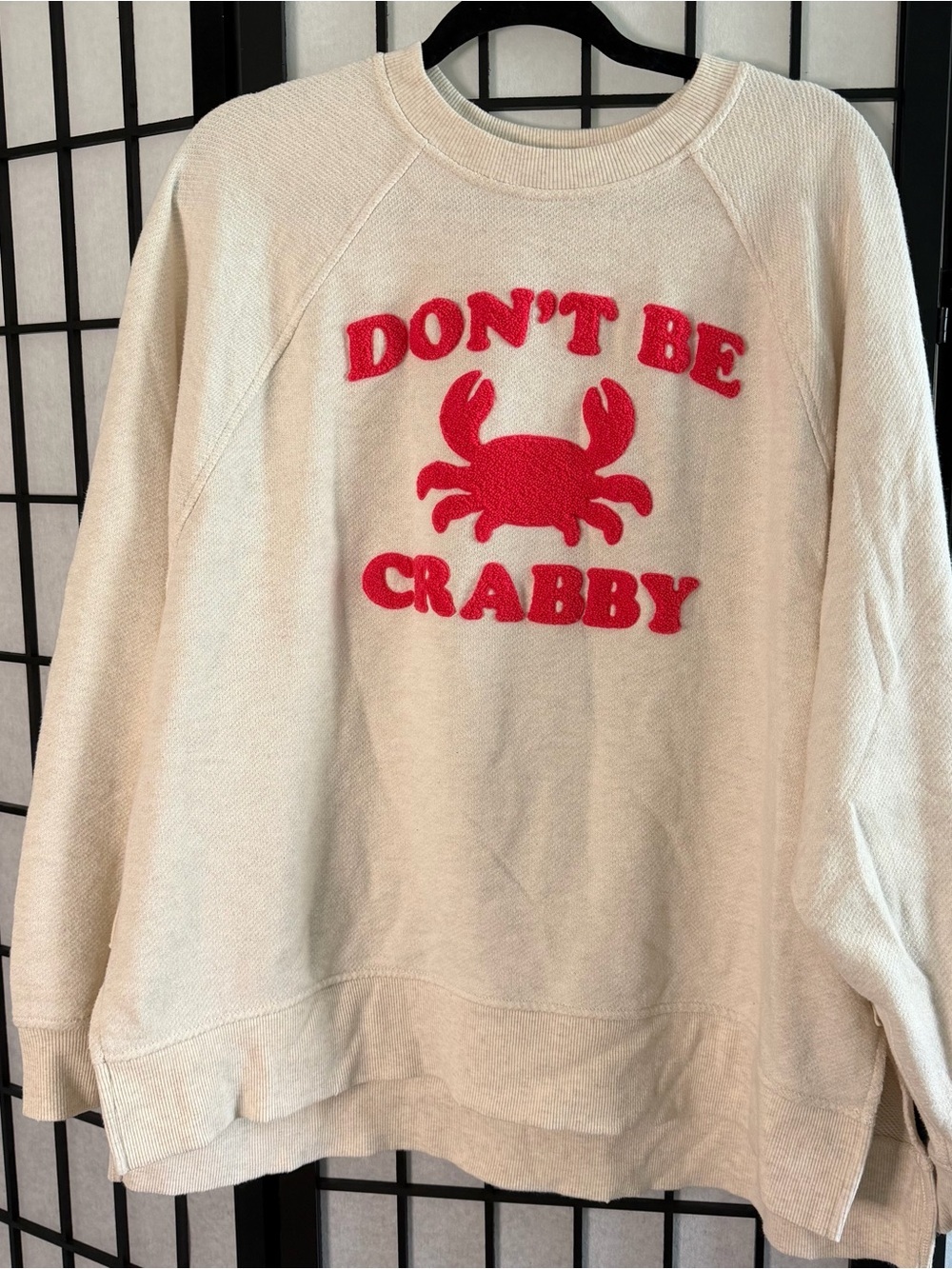 Aerie “Don’t Be Crabby” Cream Oversized Pullover with Red Crab Graphic M - Picture 4 of 8